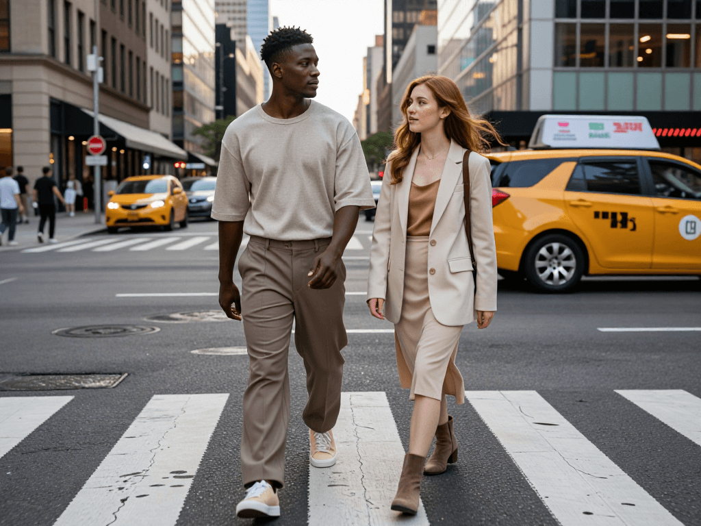 Wide crosswalk, two-figure