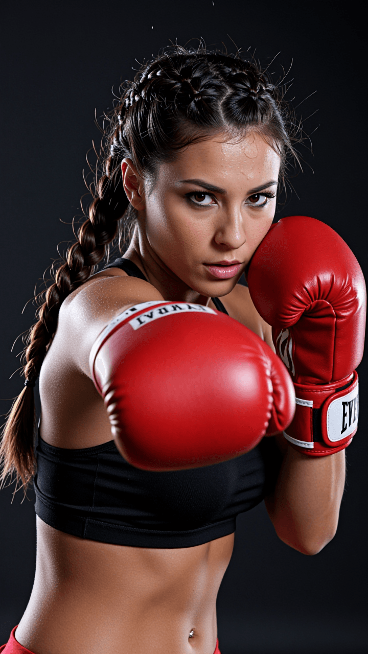 Latina fighter with braids