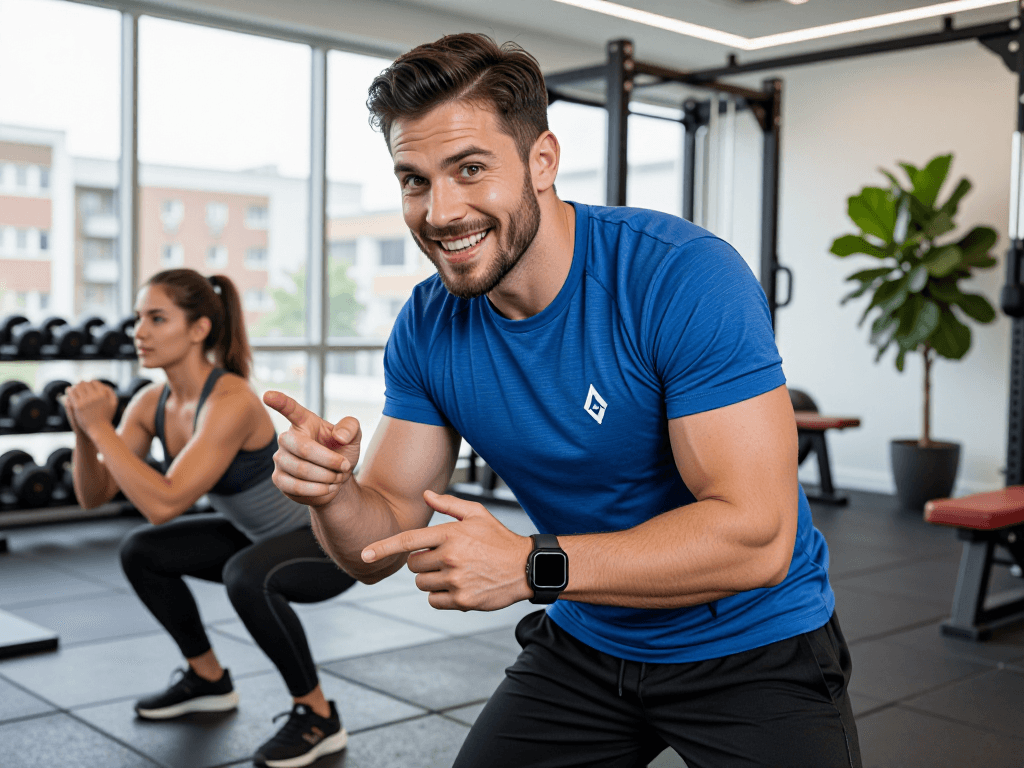 Fitness coach in action