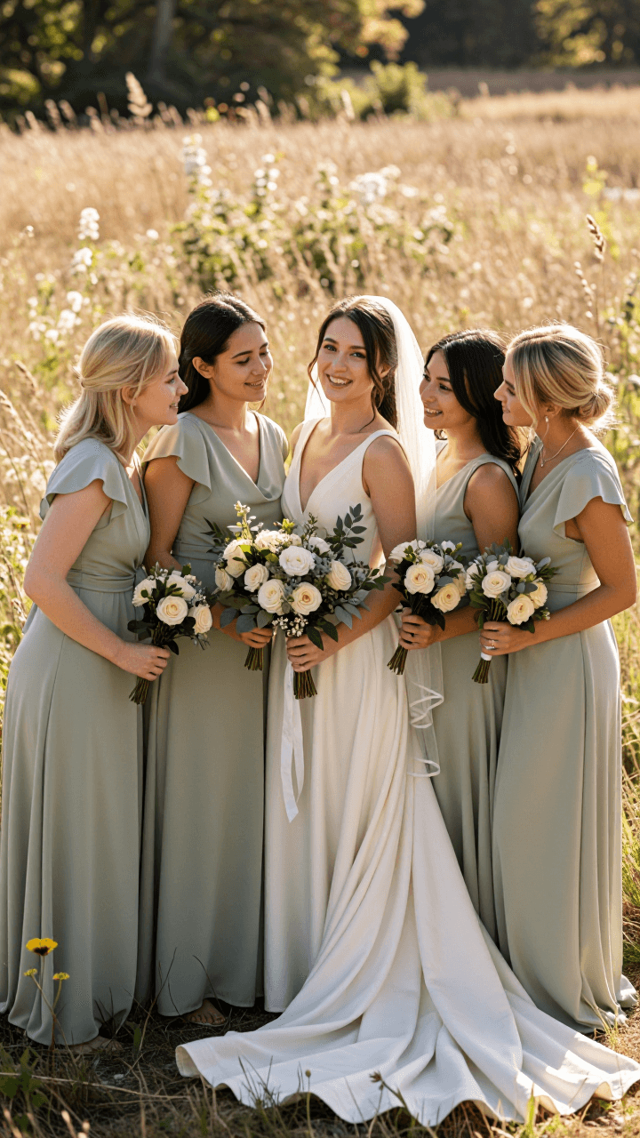 Full-body bridesmaid lineup