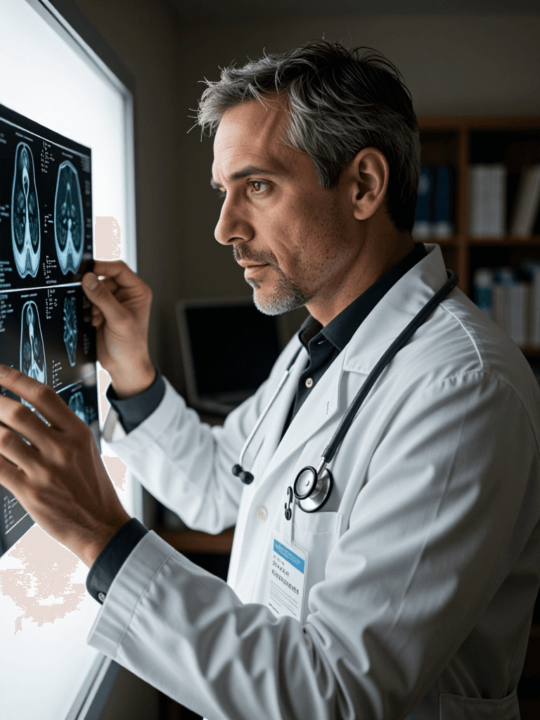 Doctor reviewing scan