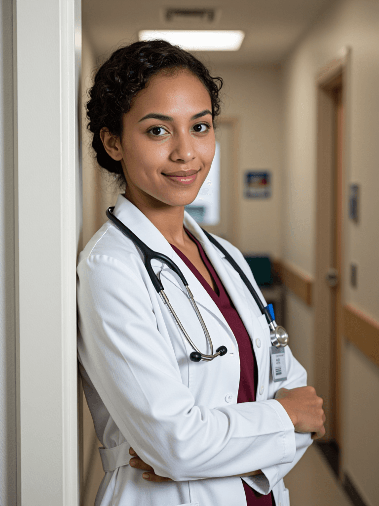 Doctor in clinic doorway