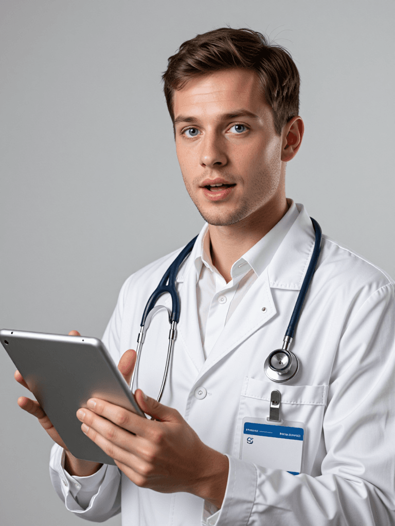Male resident with iPad