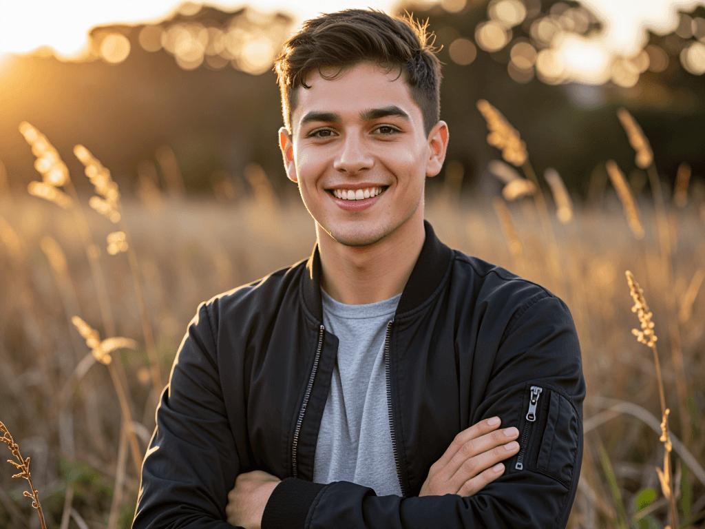 Bomber jacket at golden hour