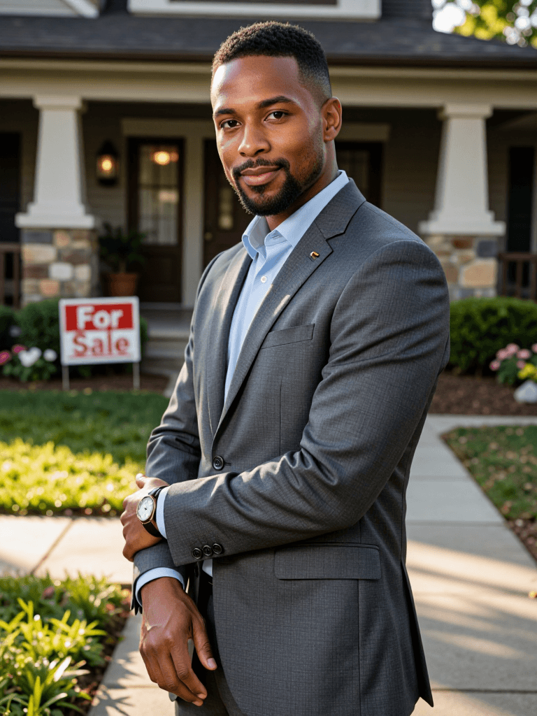 Realtor in front of house