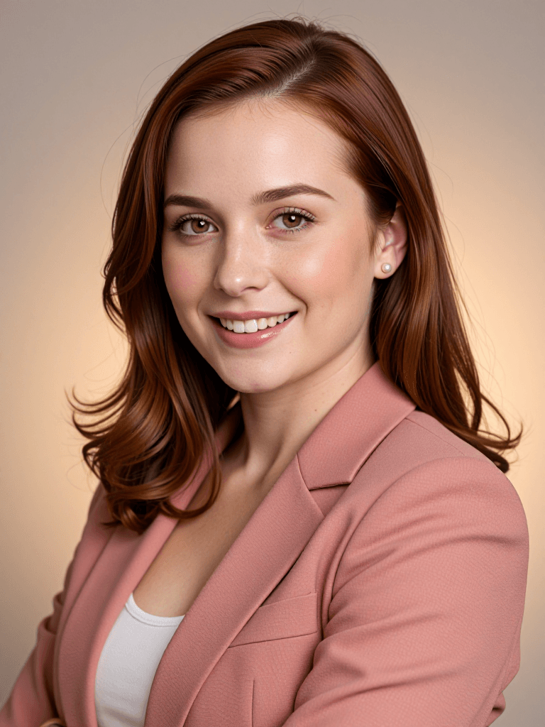 Female agent, soft smile