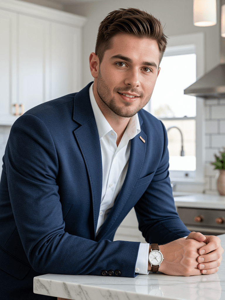 Agent at kitchen island