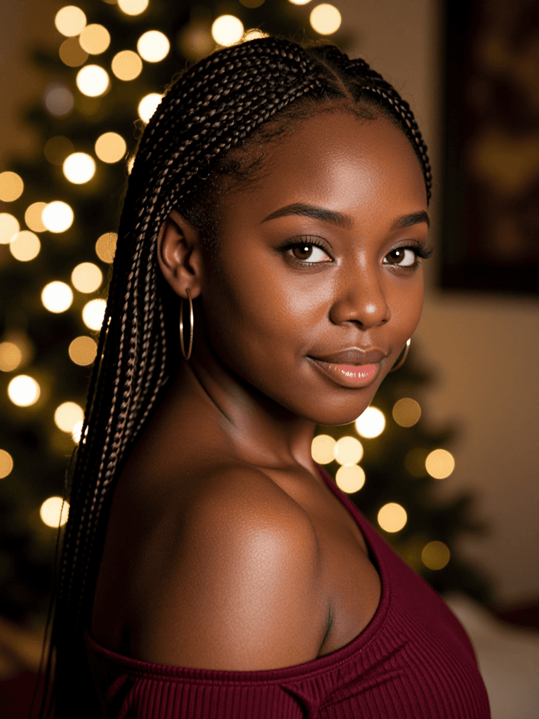 Black woman, fairy lights