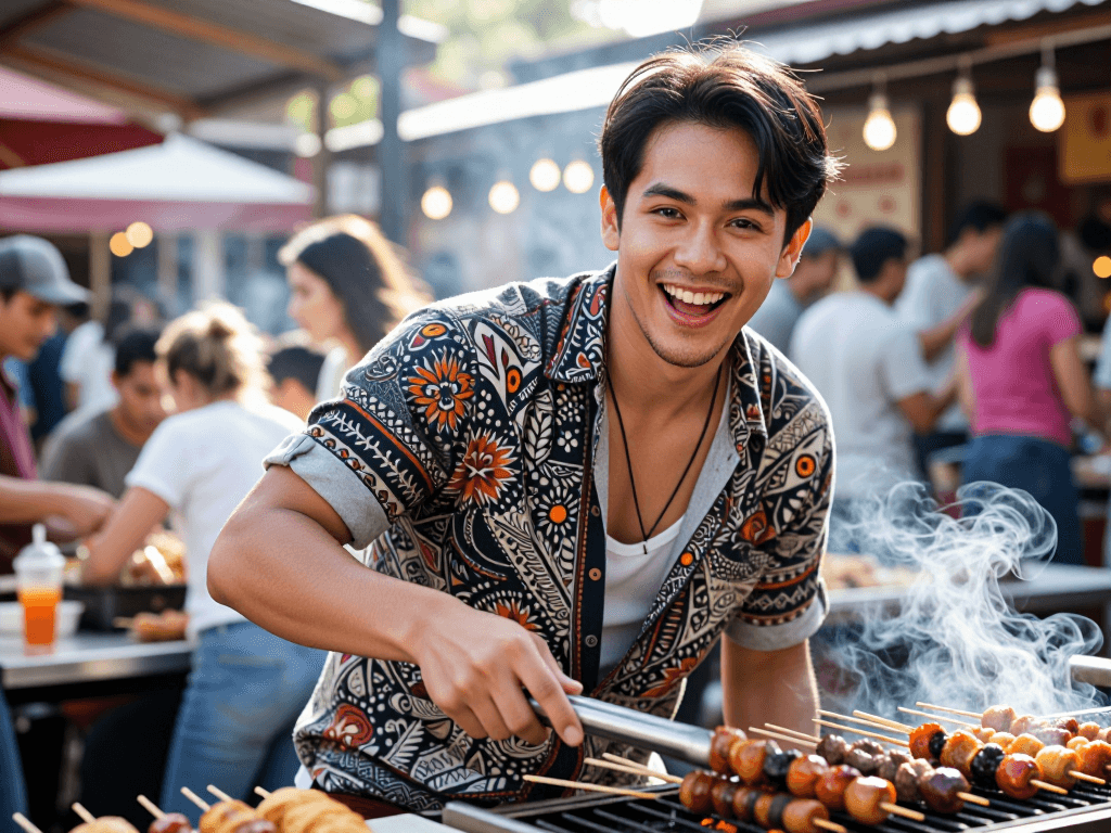 Man cooking at street food