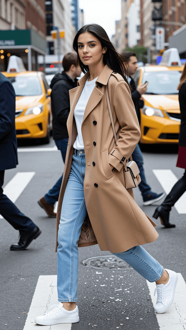 Woman at city crosswalk