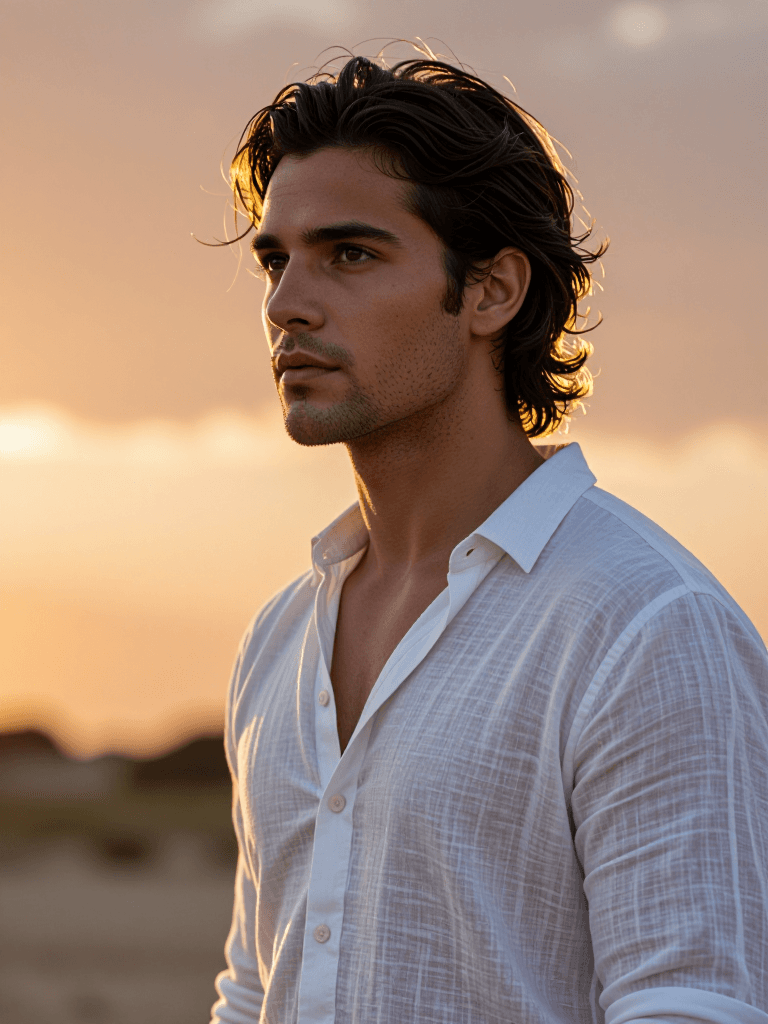 Latin man at sunset