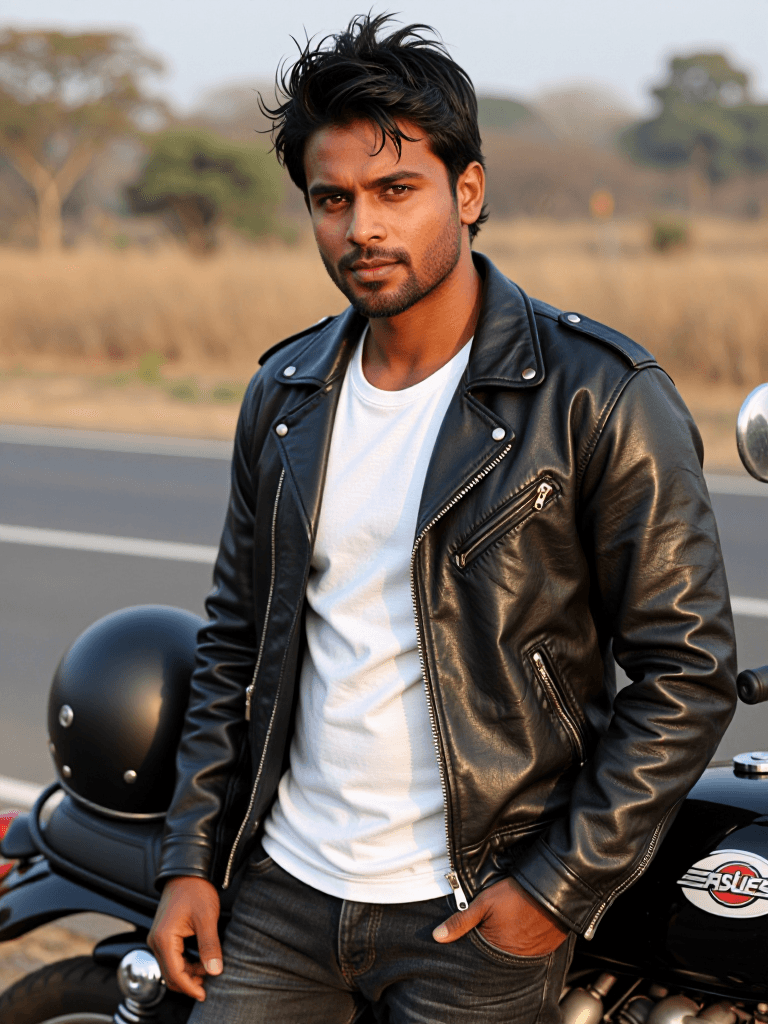 Indian man on motorcycle