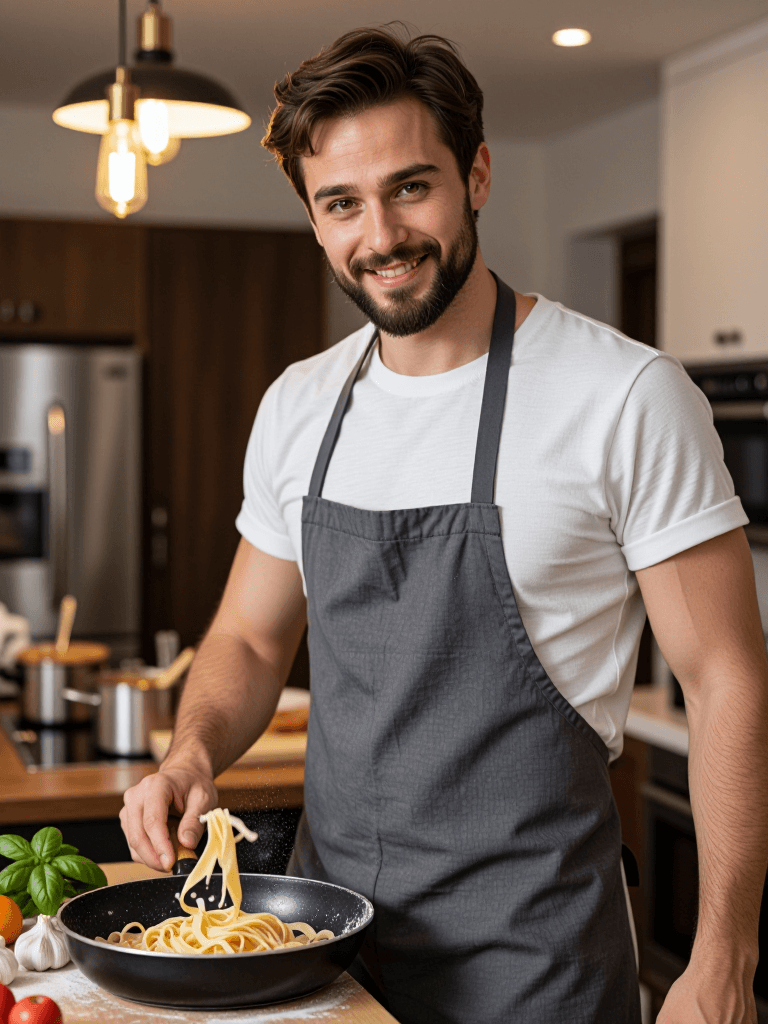 Bearded man cooking