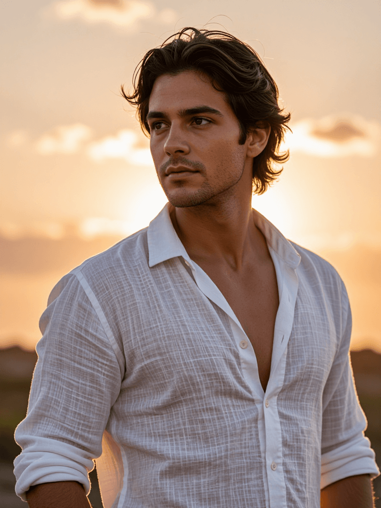 Latin man at sunset