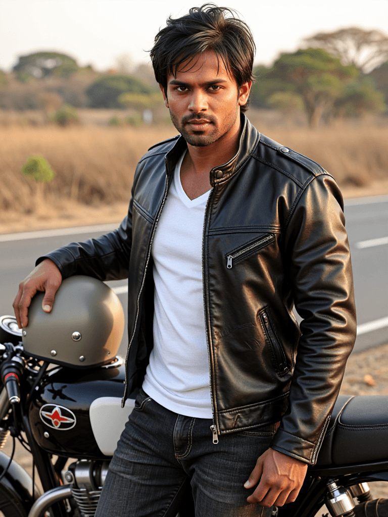 Indian man on motorcycle