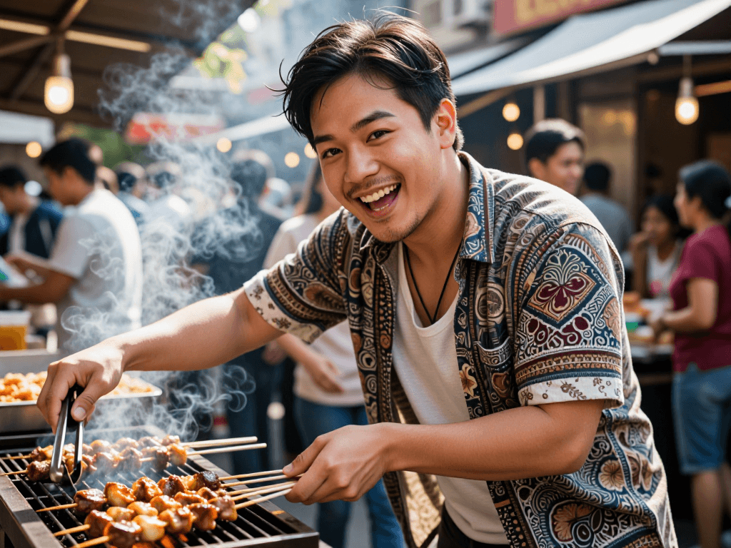 Man cooking at street food