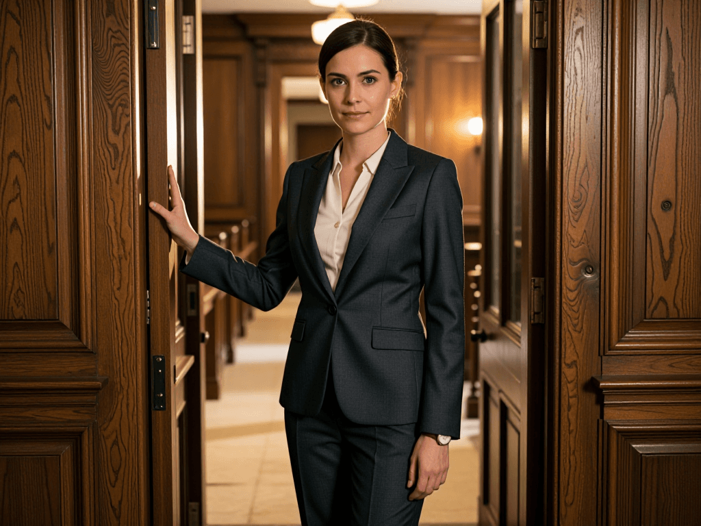 Wide courtroom doorway