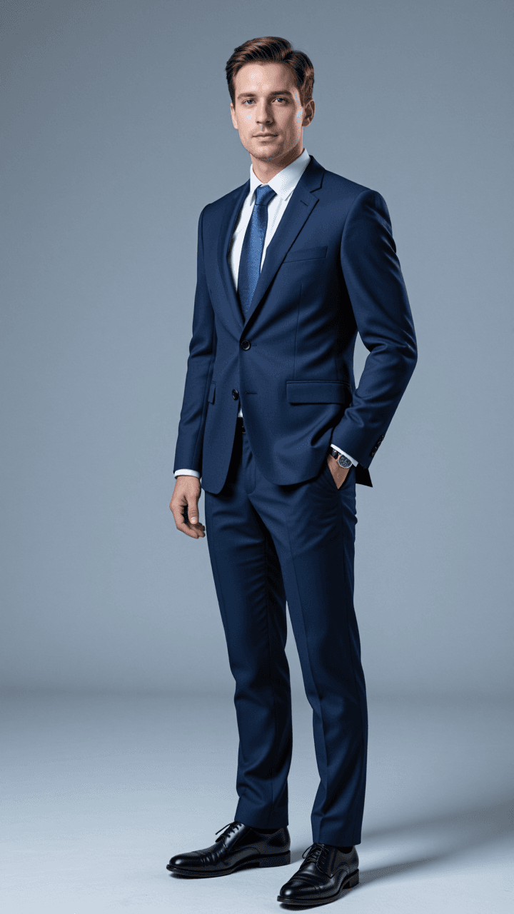 Full-body suit standing portrait
