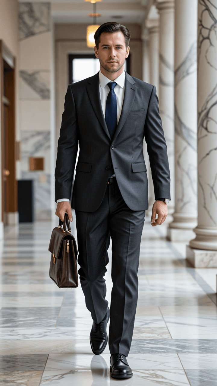 Full-body attorney, marble hall