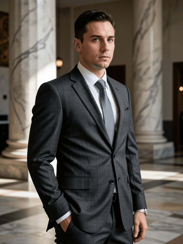 Attorney at marble lobby