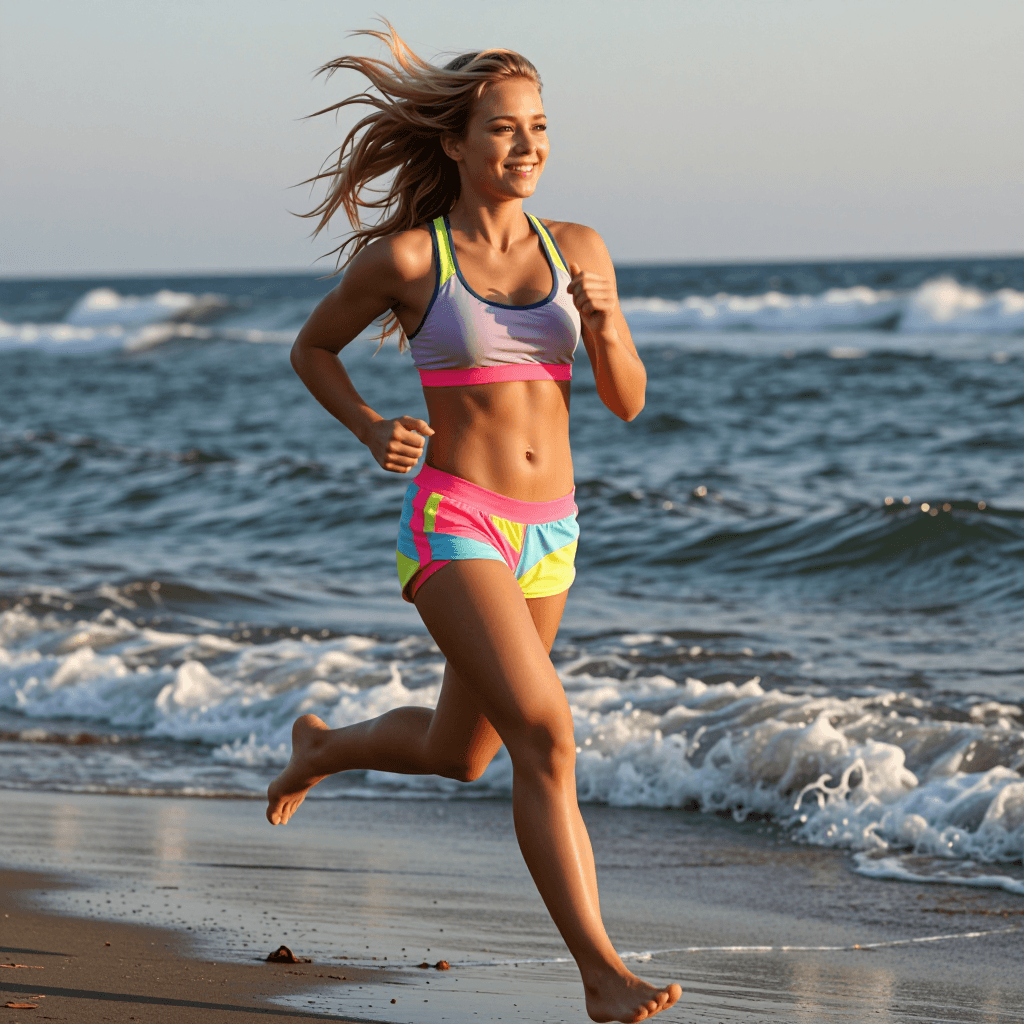 Shoreline running, golden hour