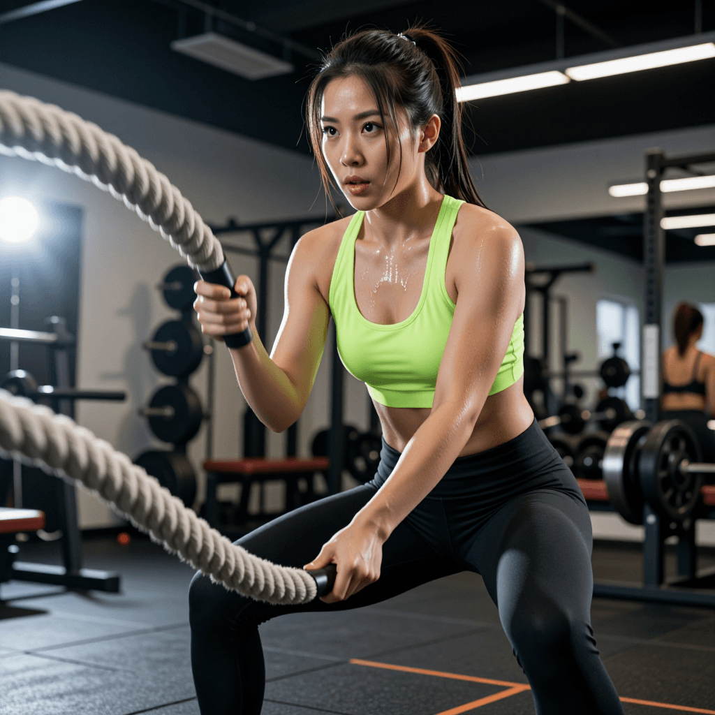 Battle ropes in modern gym