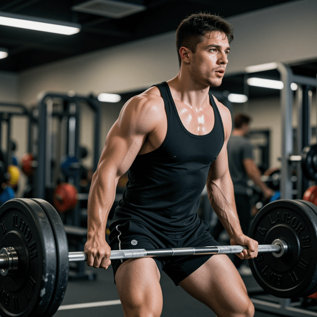 Deadlift in dramatic gym